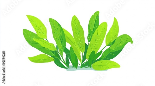 Vibrant Green Leaves Illustration Isolated on White Background.