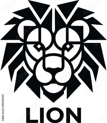 Geometric Lion Head Logo Design with Bold Typography.