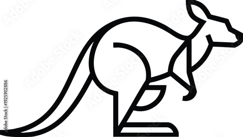 Minimalist Kangaroo Icon with Joey in Pouch.