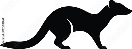 Silhouette of a Ferret or Weasel in a Dynamic Pose.