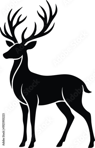 Silhouette of a Majestic Stag with Antlers.