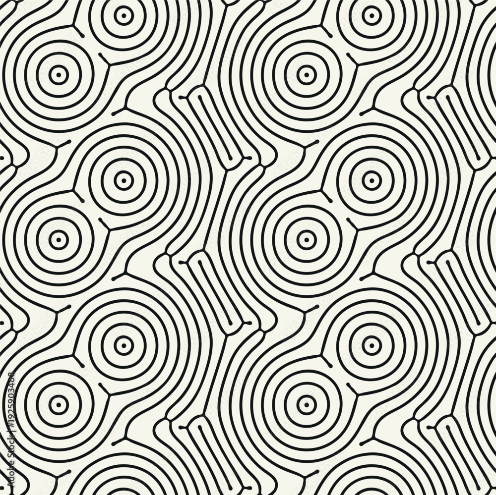 Fototapeta premium Vector seamless pattern. Modern stylish texture with smooth natural rings. Repeating abstract tileable background. Concentric organic shapes. Trendy surface design.