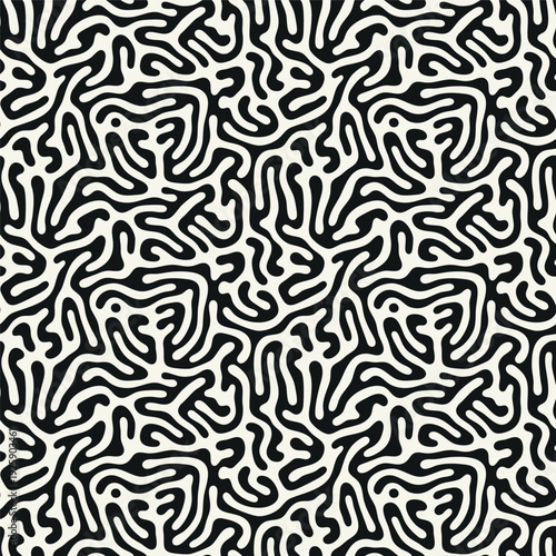 Vector seamless pattern. Abstract grunge texture with monochrome fluid stains. Creative background with blots. Decorative design with marble effect. Can be used as a swatch for Illustrator.