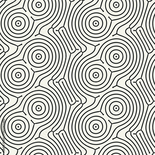 Vector seamless pattern. Modern stylish texture with smooth natural rings. Repeating abstract tileable background. Concentric organic shapes. Trendy surface design.