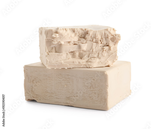Fresh yeast on white backgr...