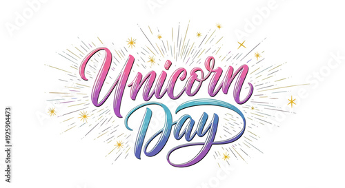 Unicorn Day Celebration Typography Design Element 2.