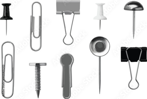 set of black silhouettes of nails