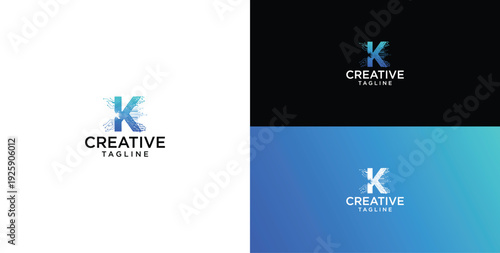 technology logo vector. K initial logo design