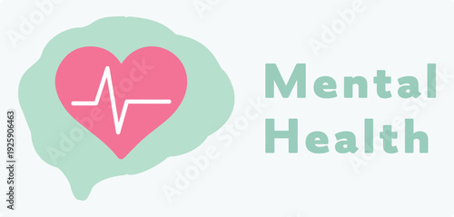 Mental health, world day, medicine, well-being, doctor, psychology. Brain, heart, feeling, emotion, mind, health. Cure, treatment, therapy, icon, vector