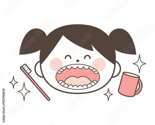 歯磨き上手なきれいな歯の子供