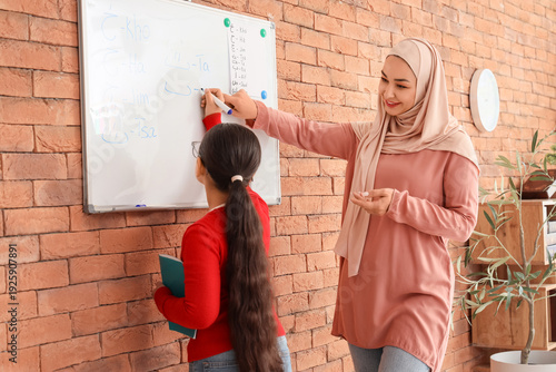 Muslim mother with her litt...