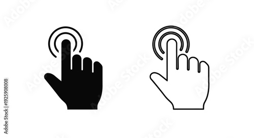 Two hand icons depicting a pressing or clicking action in different color schemes