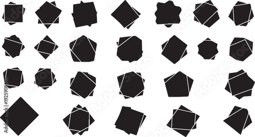 Collection of black geometric shapes on white background