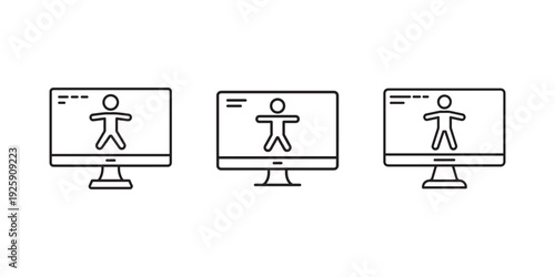 Computer monitor displaying human figure icon, technology for online user profile, avatar representation on screen.