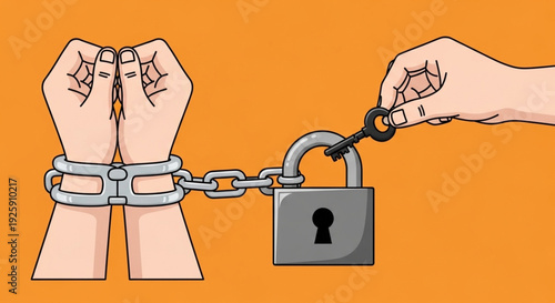 Unlocking the Chains of Restriction A Hand Reaches Out with a Key to Free Bound Wrists