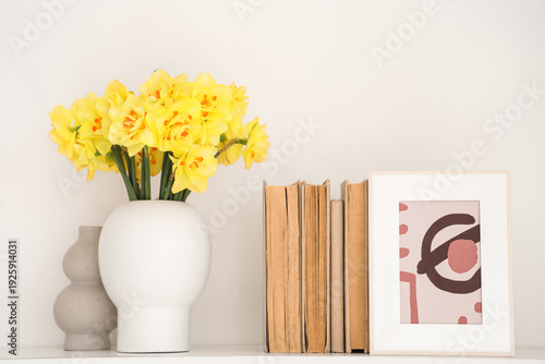 Vase with bouquet of beauti...