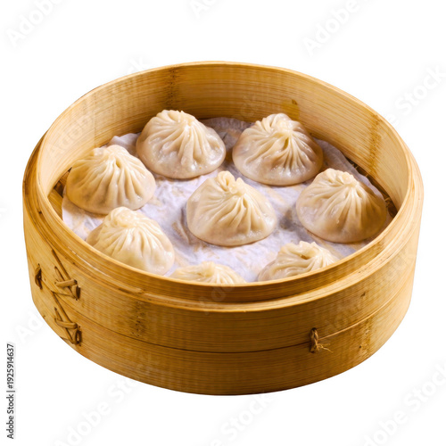 Steamed Soup Dumplings in a Traditional Bamboo Steamer