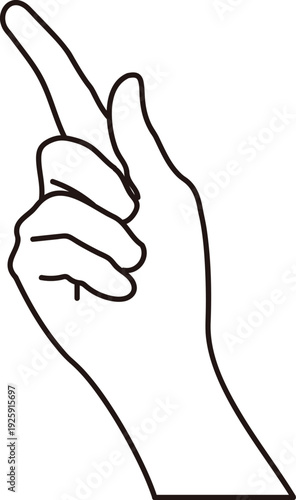 指差し案内をする手元の線画イラスト素材
