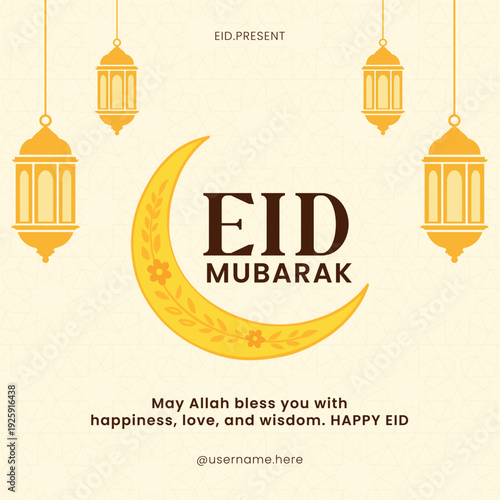 Eid al fitr mubarak islamic festival social media post design template