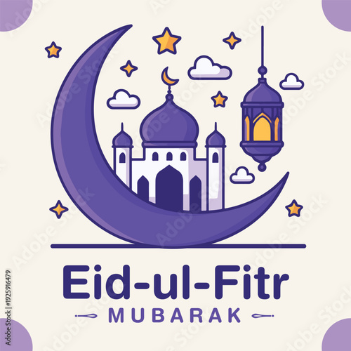 Eid al fitr mubarak islamic festival social media post design template