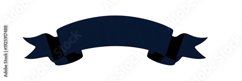 Dark blue ribbon banner with flowing ends