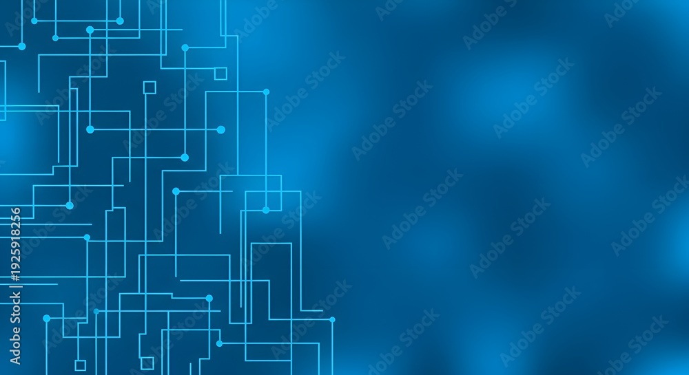 Fototapeta premium Abstract Blue Digital Network Grid on Blurred Background circuit technology