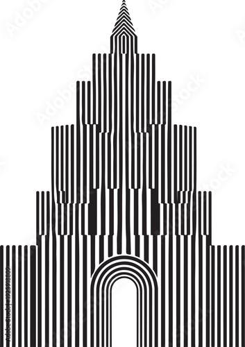 Abstract skyscraper building design with vertical lines, creating a geometric and modern architectural concept for cityscapes and urban themes