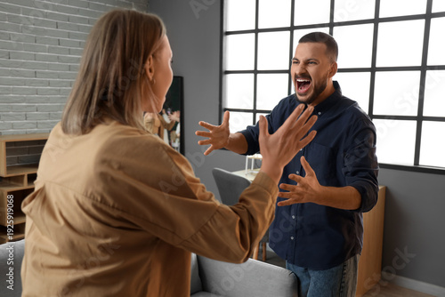 Angry young man quarreling ...