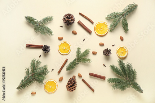 Composition with fir branch...