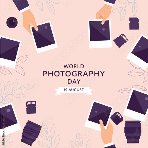 World Photography Day Celebration with Camera Gear and Photos.