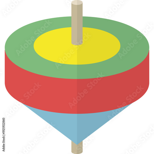 A Colorful, Detailed illustration of a spinning top with a distinct layered design