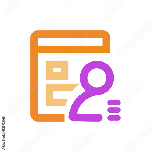 A person icon integrated with a document icon, a symbol of communication, business, and concept of managing documentation. 