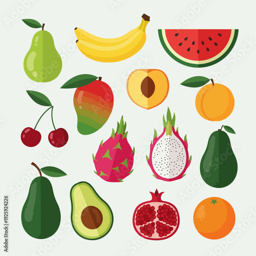 Collection of Fresh Exotic Fruits and Common Fruits.