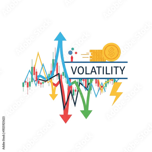 Volatility Market Financial Concept Graphic isolated on transparent background.