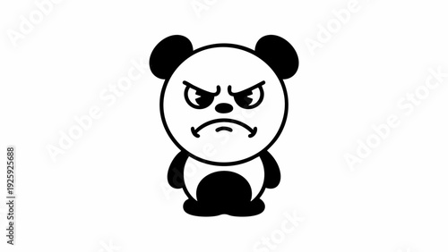 Angry Panda Cartoon Character Illustration.