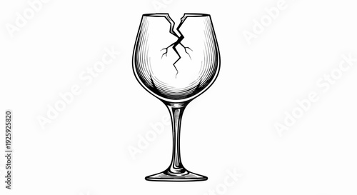 Broken Wine Glass Illustration Symbolizing Fragility and Danger.