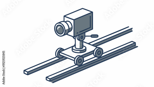 Camera on a dolly slider for smooth cinematic shots.