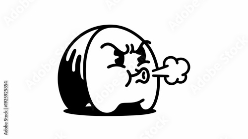 Cartoon character blowing a strong gust of wind.