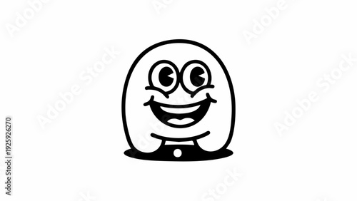 Cute cartoon monster character with big eyes and smile.