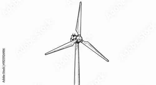 Detailed Sketch of a Modern Wind Turbine Generating Clean Energy.