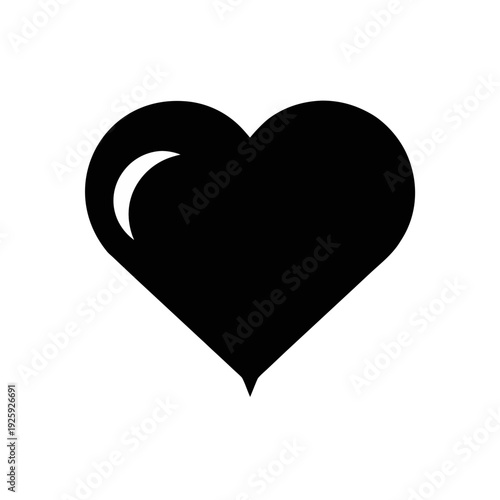 Elegant black heart shape with a subtle curved line detail on the upper left side