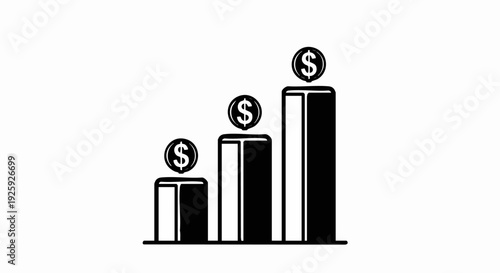Growing Bar Chart with Dollar Signs Representing Financial Growth.