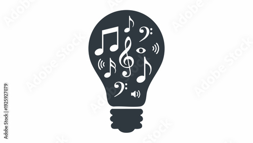 Musical Notes Inside A Light Bulb Symbolizing Music Ideas.