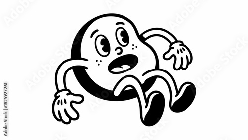 Retro Cartoon Avocado Character in a Dynamic Pose.