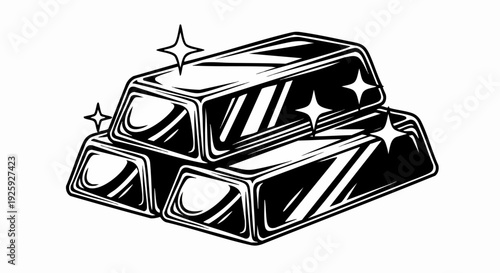 Stack of Shiny Gold Bars Illustration.