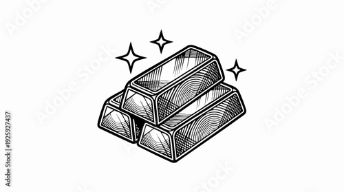 Stack of Shiny Gold Bars Illustration.