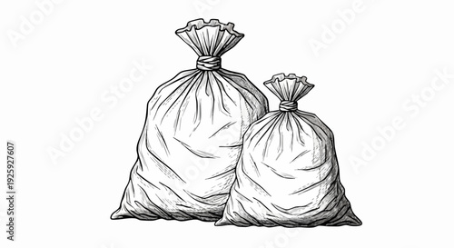 Two tied garbage bags one large one small.