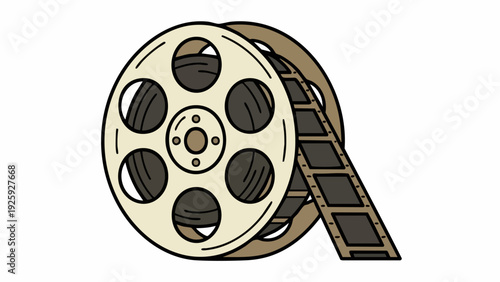 Vintage Film Reel With Strip of Movie Film.