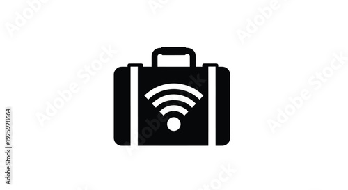 Black briefcase with WiFi symbol icon