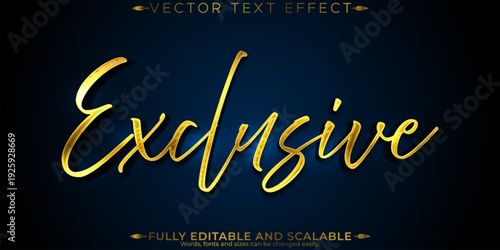 Gold editable text effect, editable exclusive and luxury text style